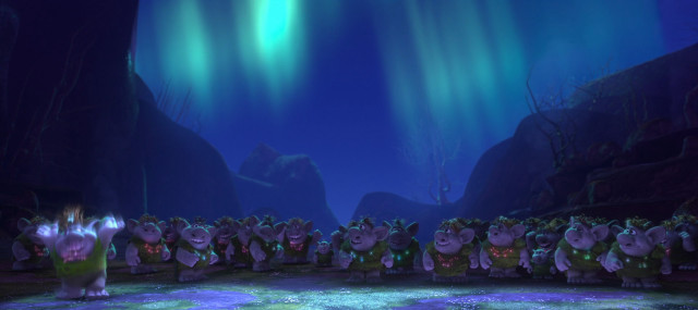 Animated animals stage crowd dark free wallpaper for desktop - medium preview image