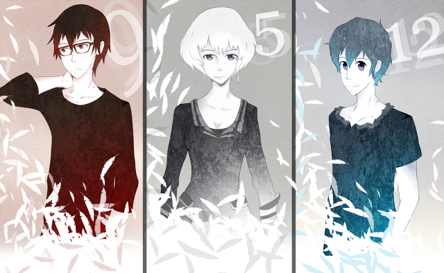 Anime characters colored hair glasses free wallpaper for desktop - medium preview image