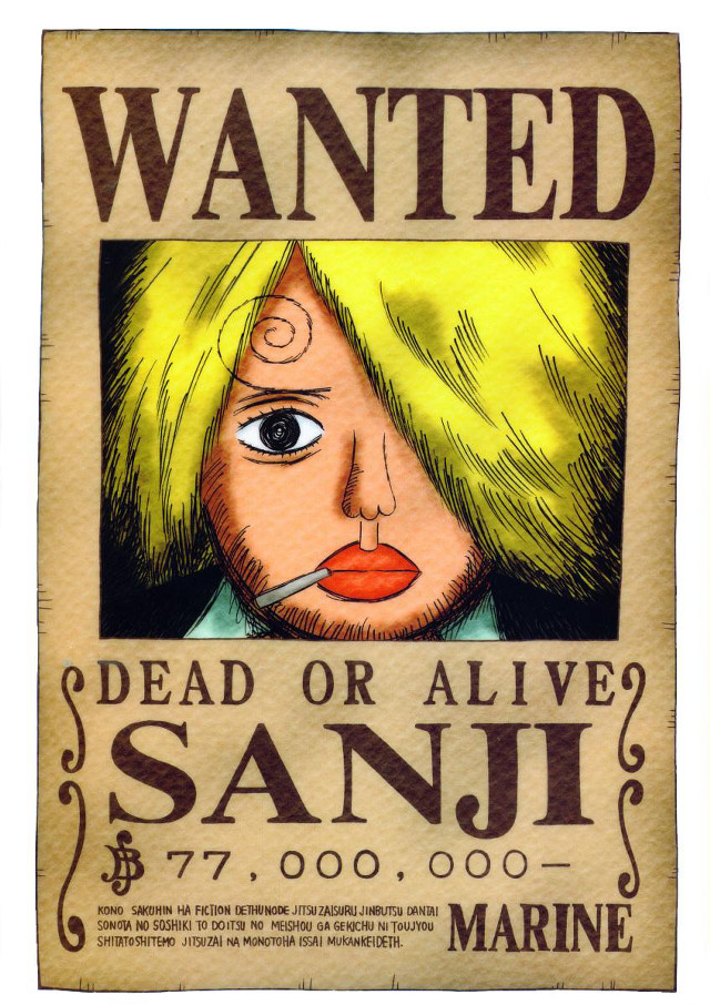 Wanted poster sanji dead or free wallpaper for mobile - medium preview image