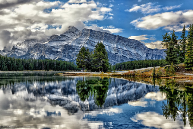 Mountain lake trees clouds blue #3 free wallpaper for desktop - medium preview image