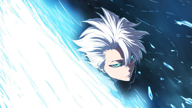 Man white hair blue eyes free wallpaper for desktop - medium preview image