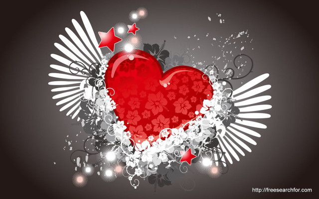 Heart wings stars dark background #2 free wallpaper for desktop - medium preview image