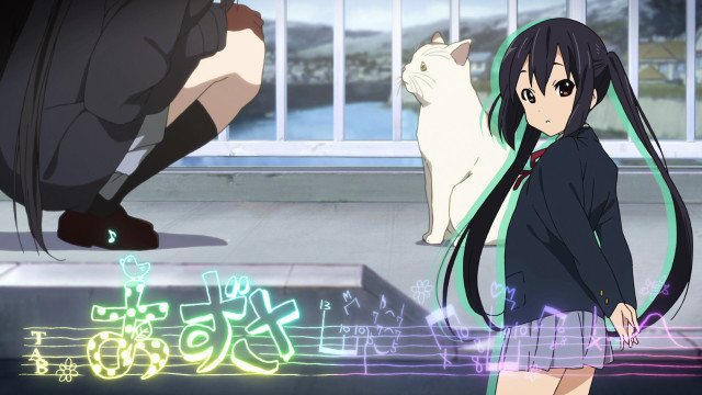 Girl school uniform cat window free wallpaper for desktop - medium preview image