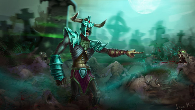 Demon horns sword background painting free wallpaper for desktop - medium preview image