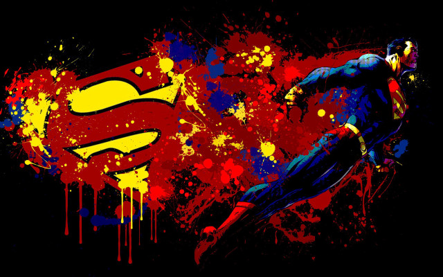 Superman painting splatters colorful artwork free wallpaper for desktop - medium preview image