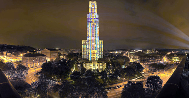 Tall building colorful light night free wallpaper for desktop - medium preview image