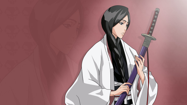 Woman kimono sword red background free wallpaper for desktop - medium preview image