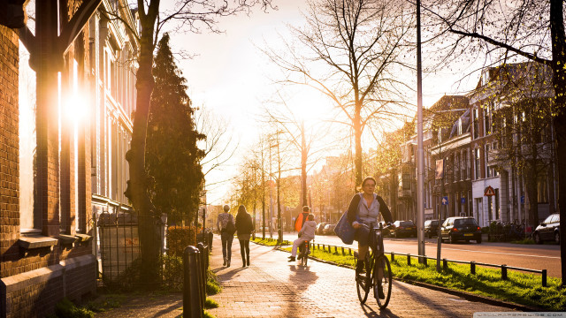 Bike ride sidewalk building windows free wallpaper for desktop - medium preview image