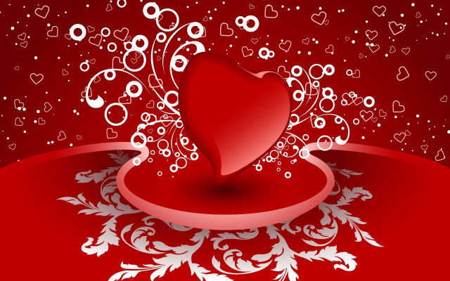 Red heart white swirls background free wallpaper for desktop - medium preview image