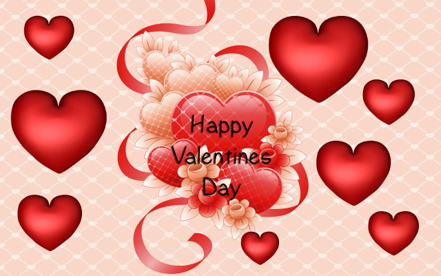 Valentine hearts flowers ribbon heart free wallpaper for desktop - medium preview image
