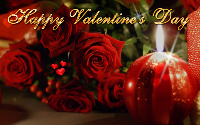 Valentines day card roses candle free wallpaper for desktop - medium preview image