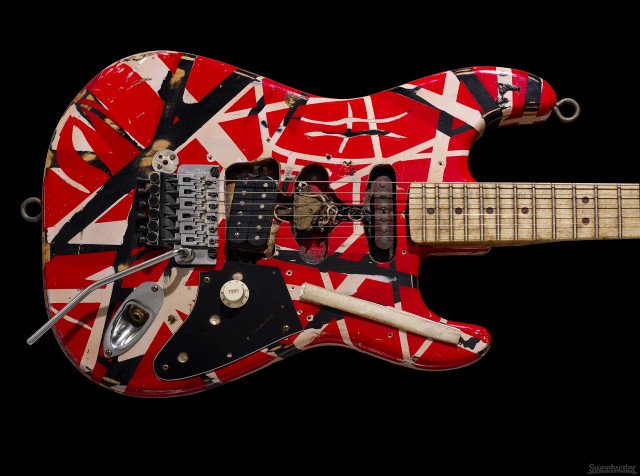 Red black guitar shock art free wallpaper for desktop - medium preview image