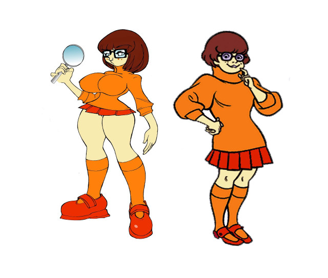 Cartoon two women orange red free wallpaper for desktop - medium preview image