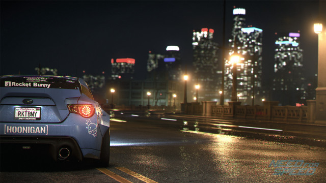 Car driving wet road night free wallpaper for desktop - medium preview image