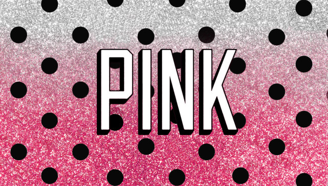 Pink black background polka dots free wallpaper for desktop - medium preview image