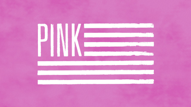 Pink background white line word free wallpaper for desktop - medium preview image
