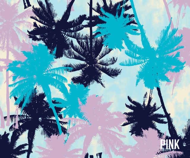 Blue pink palm tree print free wallpaper for desktop - medium preview image