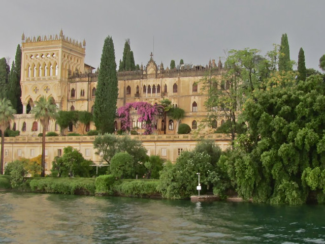 Castle lake trees boat water free wallpaper for desktop - medium preview image