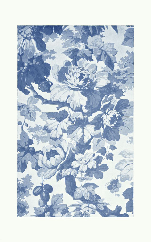 Blue white floral print border free wallpaper for mobile - medium preview image