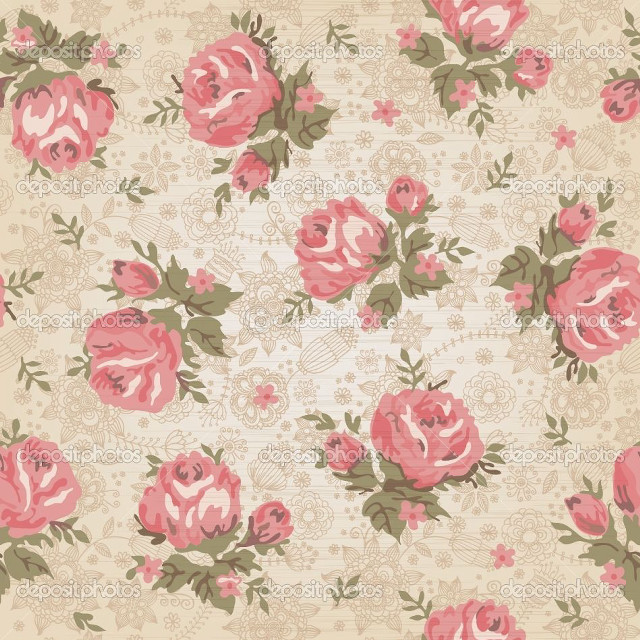 Floral pattern pink roses beige free wallpaper for tablet - medium preview image