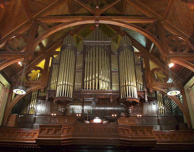 Large pipe organ church wooden free wallpaper for desktop - medium preview image