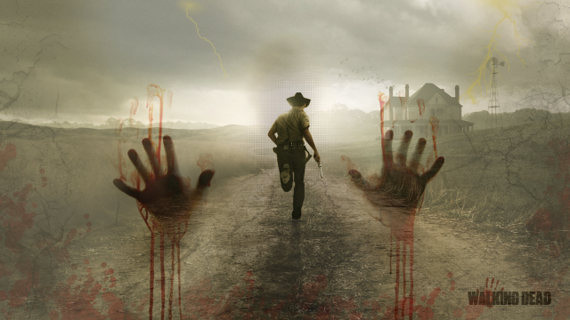 Man walking dirt road bloody free wallpaper for desktop - medium preview image
