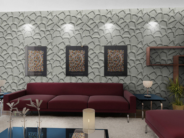 Living room red couch blue free wallpaper for desktop - medium preview image