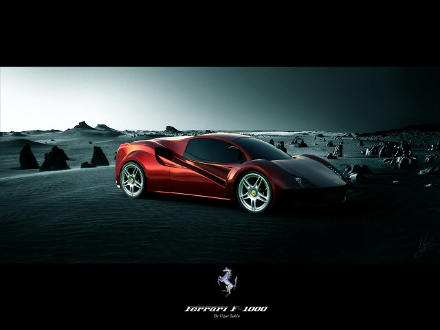 Red sports car desert night free wallpaper for desktop - medium preview image