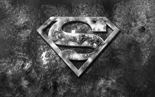 Superman logo black white silver free wallpaper for desktop - medium preview image