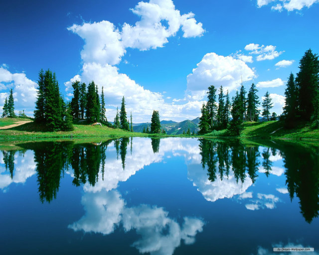 Lake trees clouds sky landscape free wallpaper for desktop - medium preview image