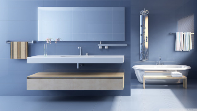 Bathroom tub sink mirror digital free wallpaper for desktop - medium preview image