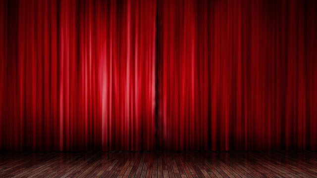 Red curtain wooden floor theatrical free wallpaper for desktop - medium preview image