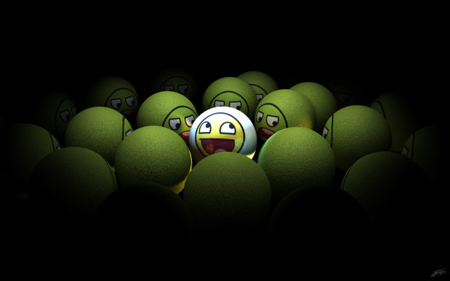 Green balls with faces group free wallpaper for desktop - medium preview image