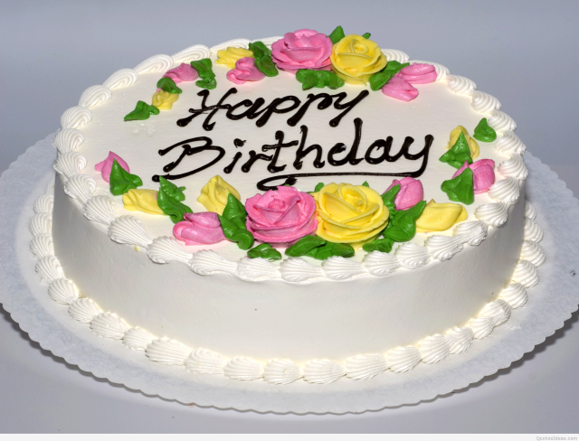 Birthday cake roses happy message free wallpaper for desktop - medium preview image