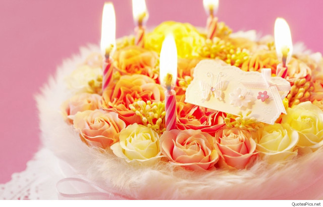 Birthday cake candles flowers name free wallpaper for desktop - medium preview image