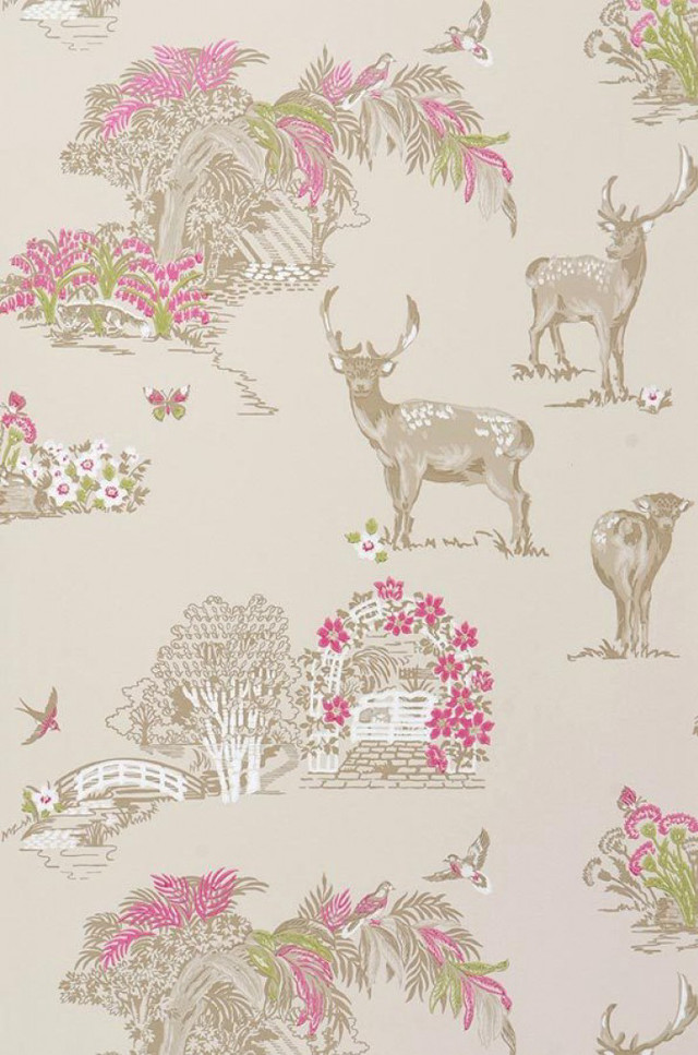 Deer flowers bridge bird nature free wallpaper for mobile - medium preview image