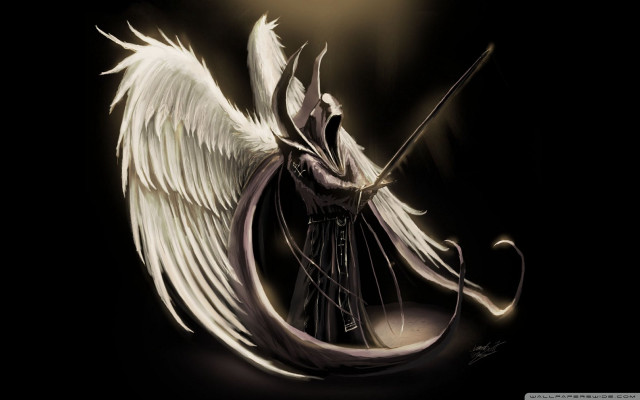 Angel sword wings black background free wallpaper for desktop - medium preview image