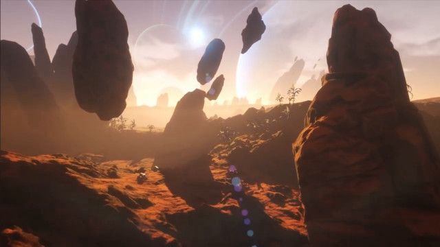 Landscape rocks plants sun bright free wallpaper for desktop - medium preview image