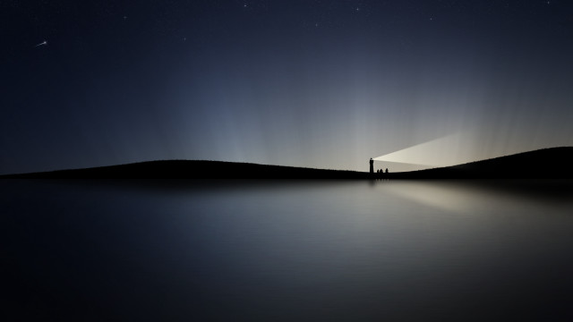 Person hill sky light beam free wallpaper for desktop - medium preview image