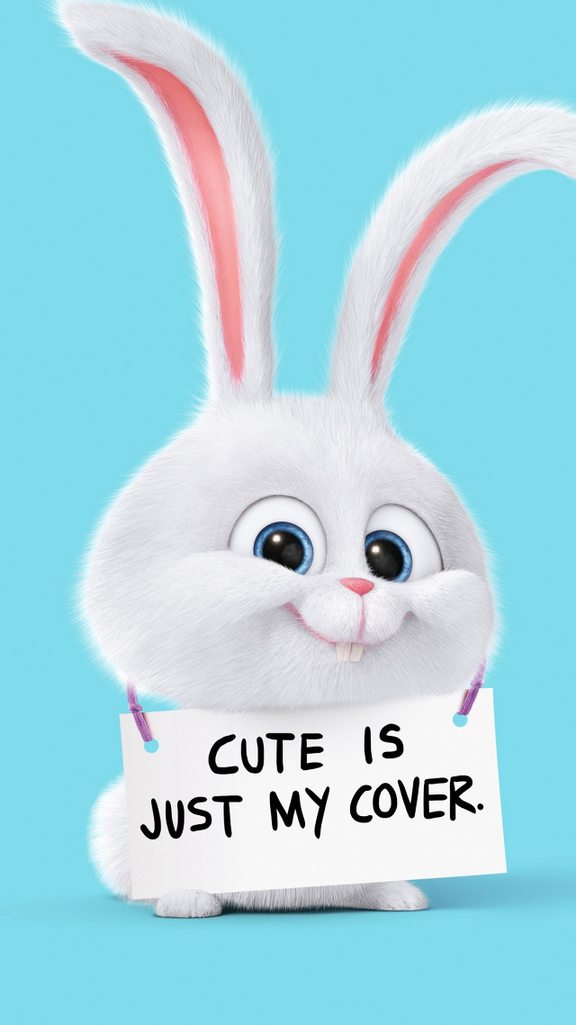 White rabbit holding sign cute free wallpaper for mobile - medium preview image