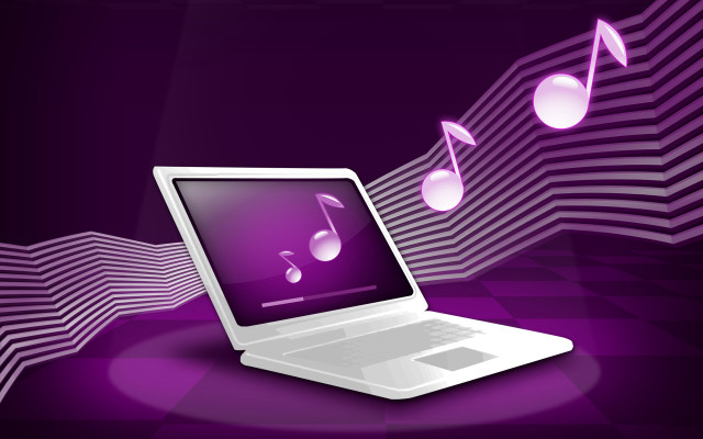 Laptop music notes screen music free wallpaper for desktop - medium preview image