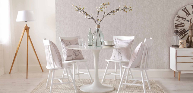 White table four chairs vase free wallpaper for desktop - medium preview image