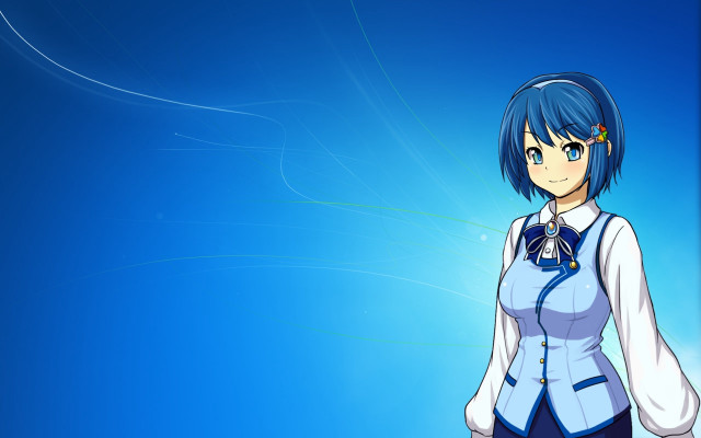 Anime girl blue hair blue free wallpaper for desktop - medium preview image