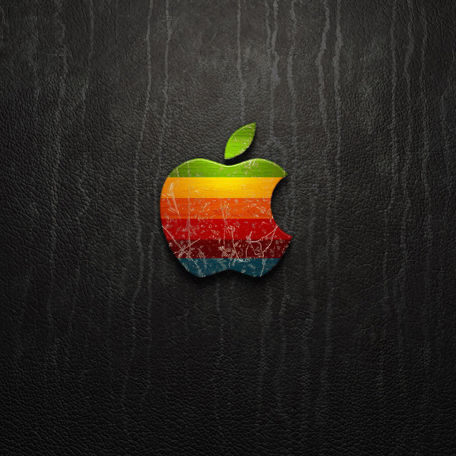 Apple logo black leather rainbow #2 free wallpaper for tablet - medium preview image
