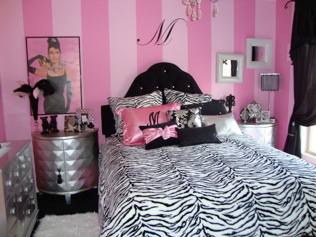 Zebra bedroom pink walls black free wallpaper for desktop - medium preview image