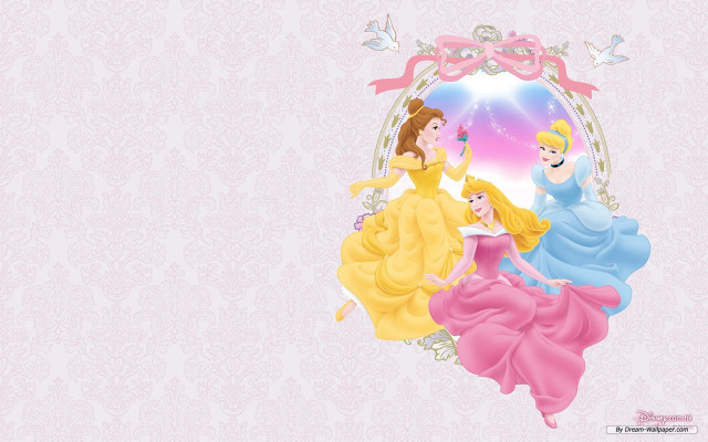 Princesses pink background pink frame free wallpaper for desktop - medium preview image