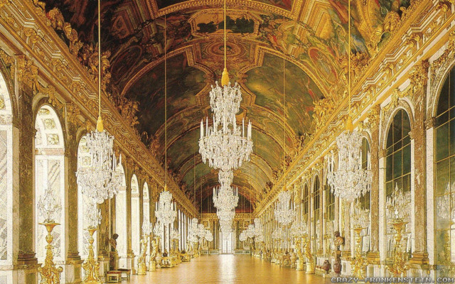 Gold ceiling chandeliers neoclassic flemish free wallpaper for desktop - medium preview image