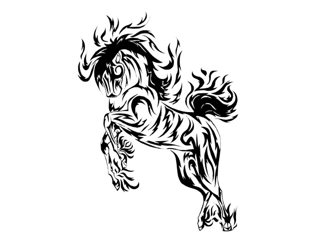 Black white horse pattern drawing free wallpaper for desktop - medium preview image