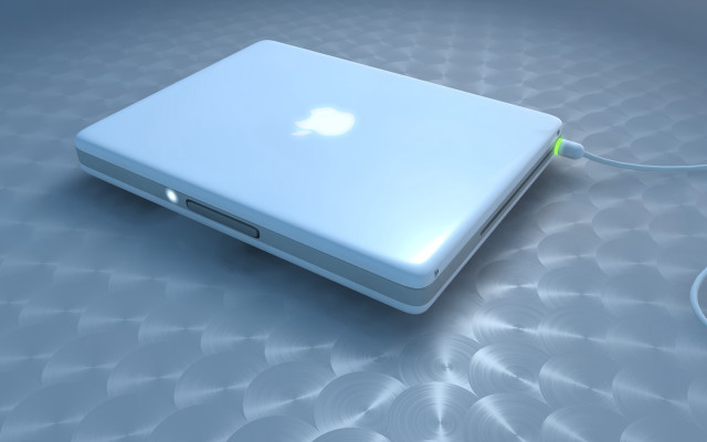 White apple laptop green cord free wallpaper for desktop - medium preview image
