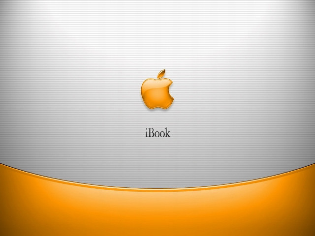 Apple logo silver orange background free wallpaper for desktop - medium preview image